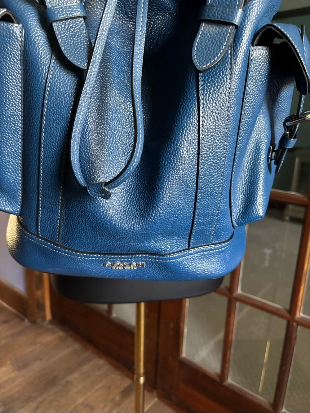 Coach Blue Pebbled Leather Men's Backpack